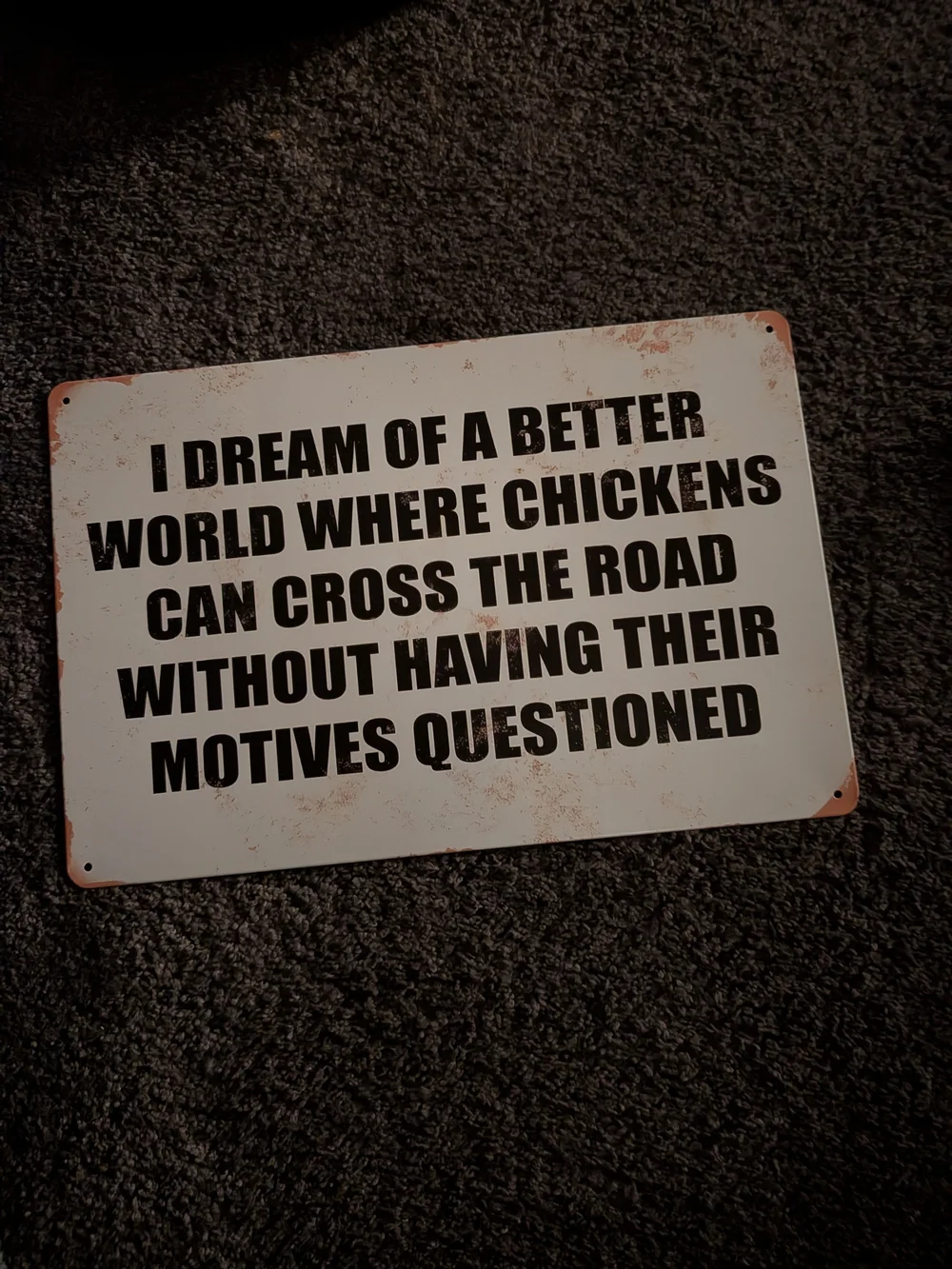 Humorous Chickens Motivational Wall Sign - White with Black Text 8x12